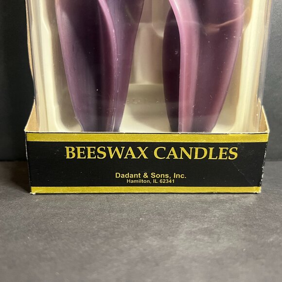 NIB Dadant & Sons 12" Purple Indigo Feather Spiral Twisted Beeswax Taper Candle - Picture 4 of 6